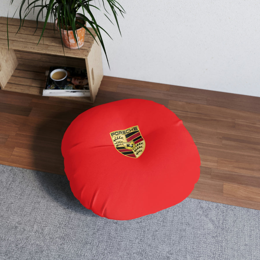 Porsche Red Tufted Floor Pillow, Round™