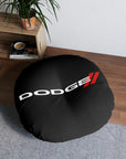 Black Dodge Tufted Floor Pillow, Round™