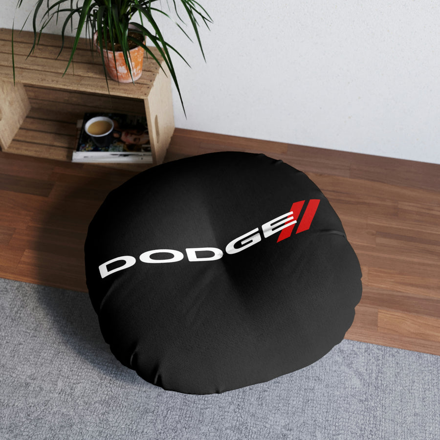 Black Dodge Tufted Floor Pillow, Round™