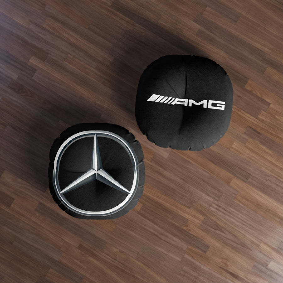 Black Mercedes Tufted Floor Pillow, Round™