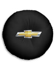 Black Chevrolet Tufted Floor Pillow, Round™